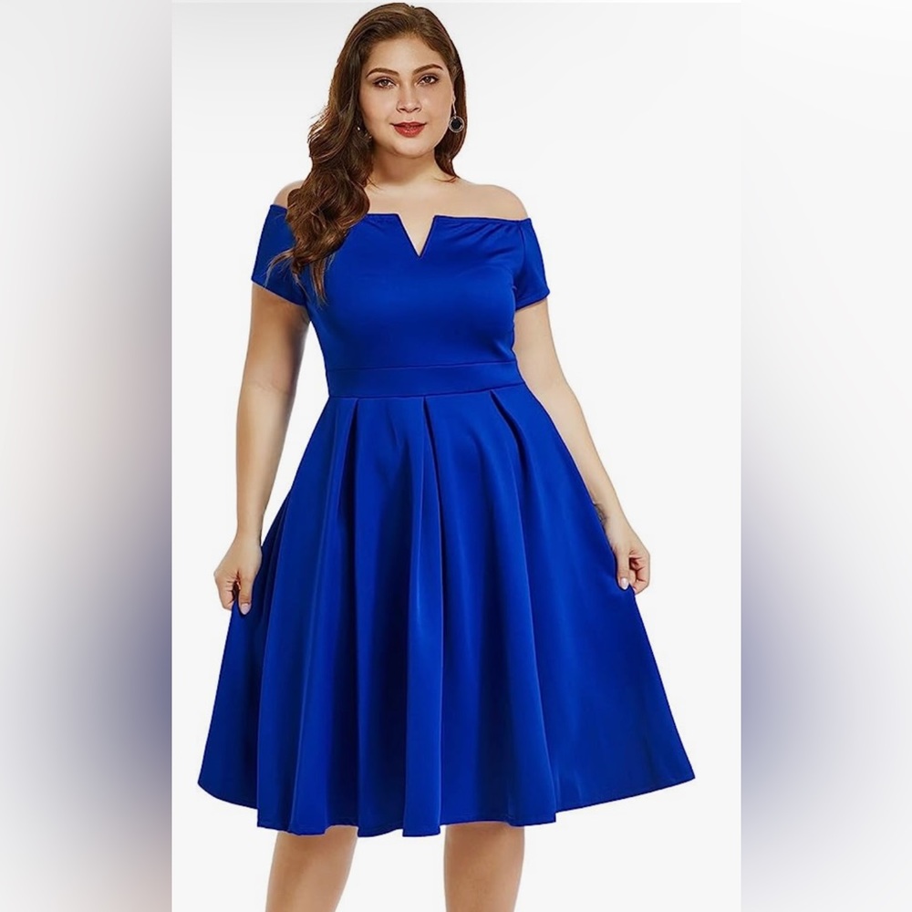 Blue 1920’s Vintage Inspired Elegant Midi Fancy Cocktail Party Dress